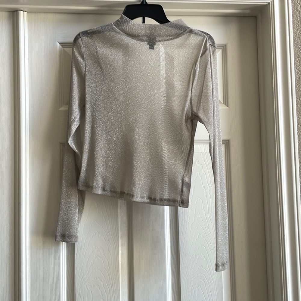 Wild Fable Silver Glitter Knit Long Sleeve